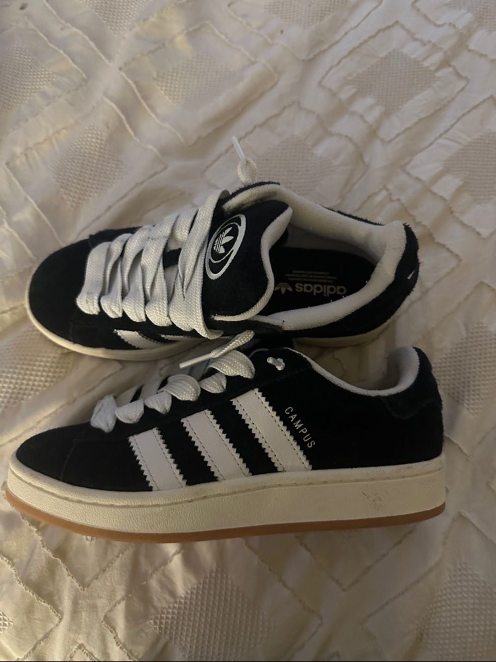 adidas Black and White Campus Suede Sneakers
